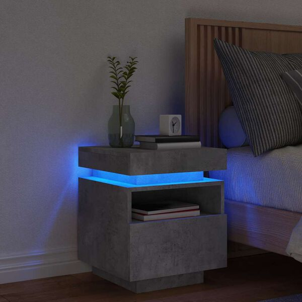Betono spalvos naktinis staliukas su LED - Image 3